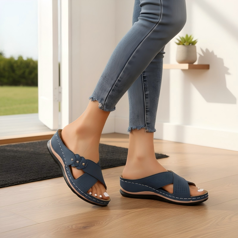 Vera - Cross Strap Wedge Sandals